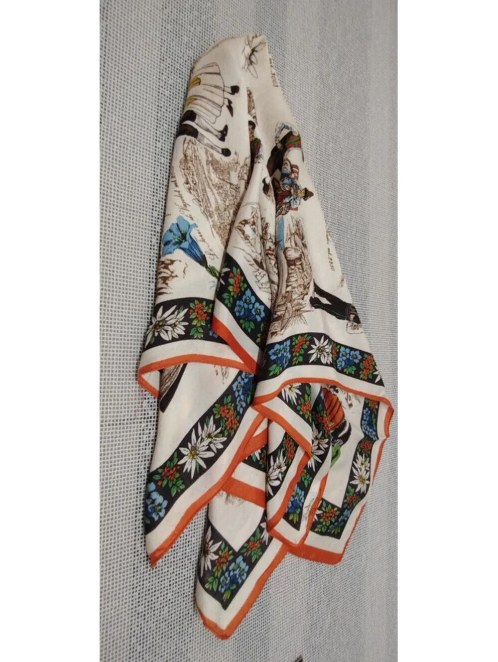 Vintage 60s Italian Adieffe Scarf Brown Colors Italian People MADE ITALY Acetate